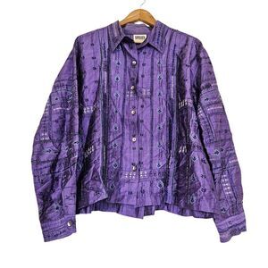 Chico's Purple Embroidered Blouse